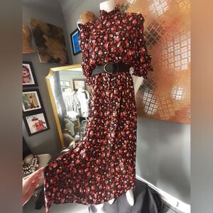 Zara Floral Black and Red Maxi Dress